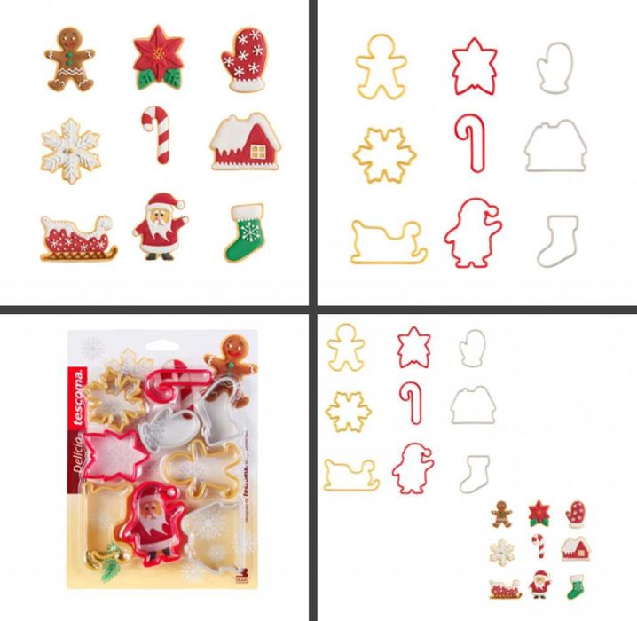 Комплект форми за сладки 9 броя, коледни