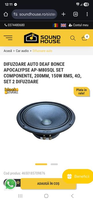 Vand Difuzoare Deaf Bonce 20cm M80SQL 150RMS