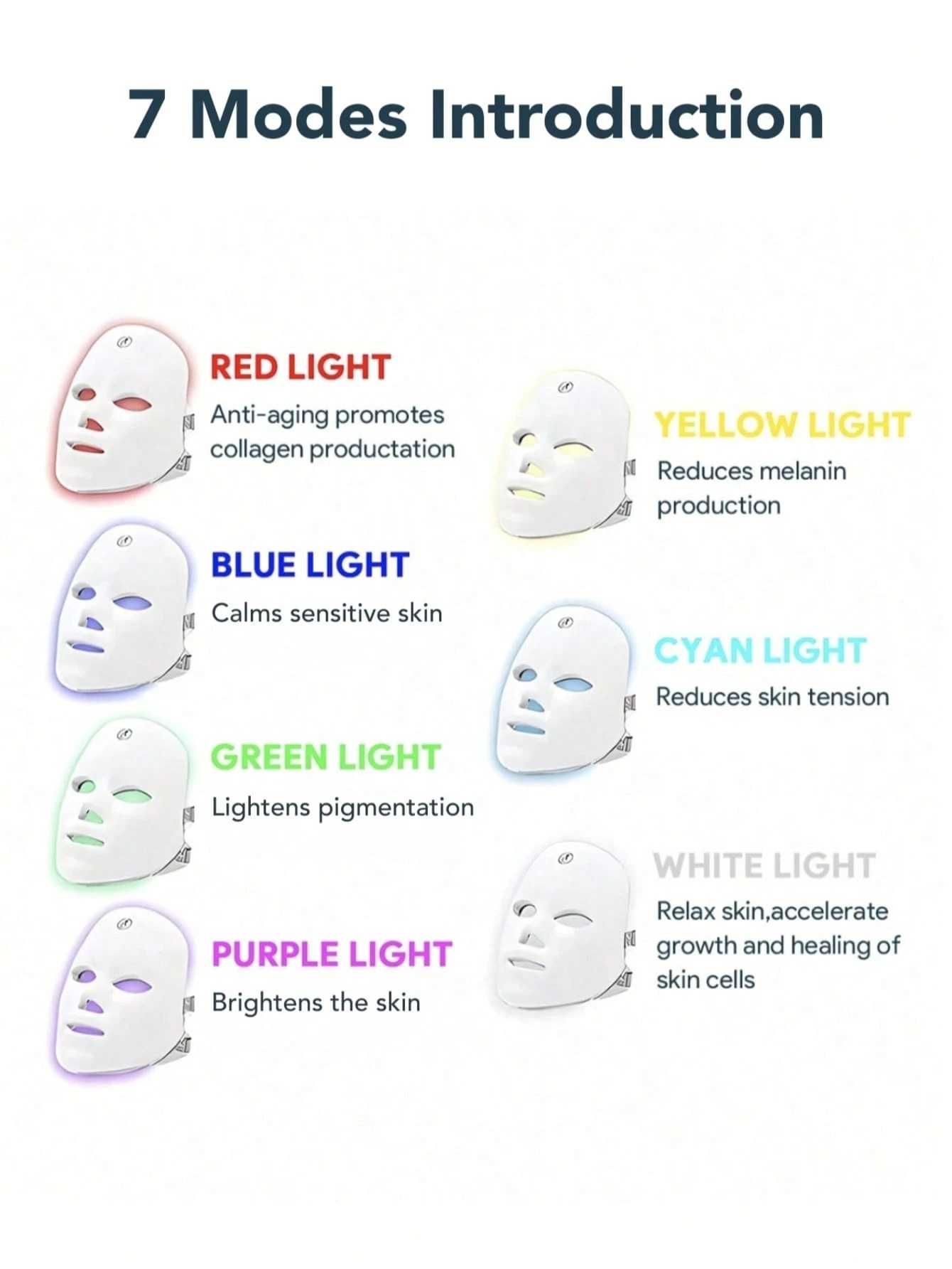 LED маска за лице със седем вида светлини