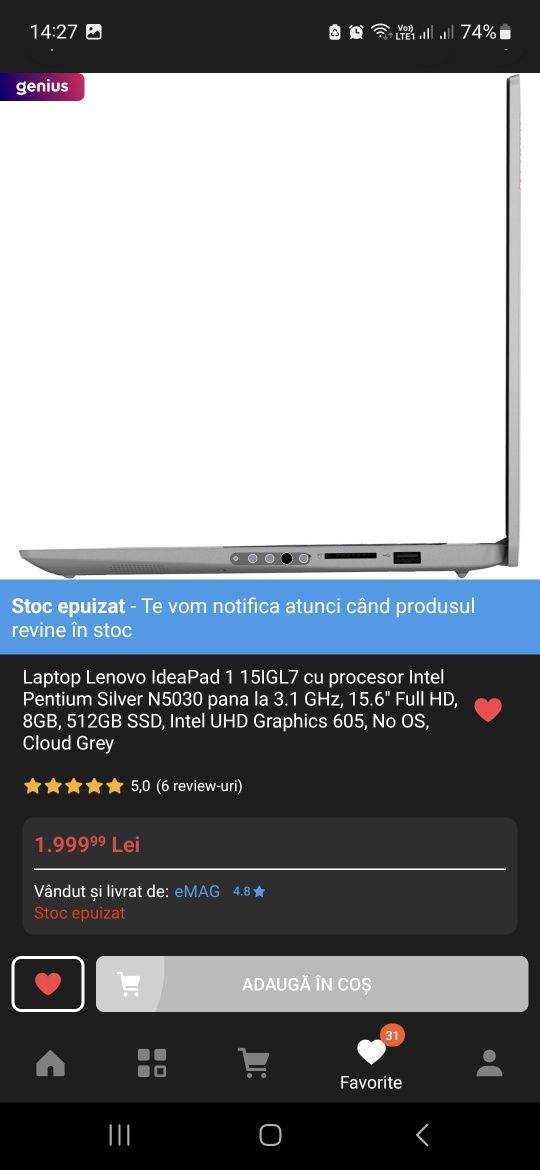 Laptop Lenovo 8Gb/512Gb NOU