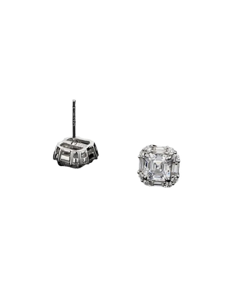 Cercei cu moissanite Asscher cut