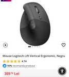 Mouse Logitech Lift Vertical Ergonomic, Negru