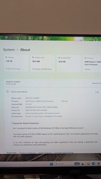 PC CMStorm Ryzen 5, DDR 32GB, NVMe, SSD