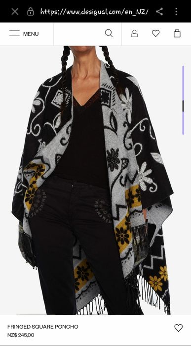 Poncho Desigual cu două fețe