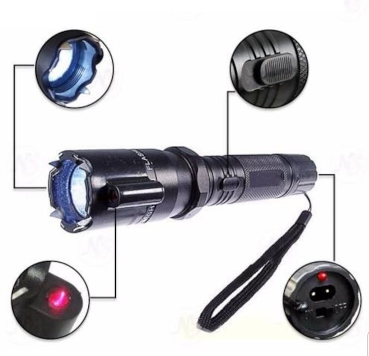 Lanterna 3 in 1 cu laser ,electrosoc,acumulator carcasa din aluminiu