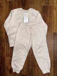 Хлопковая толстовка и штаны молочно-бежевого цвета от H&M