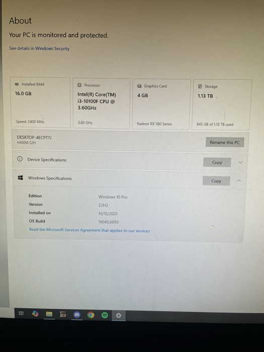 Vand Pc Gaming i3-10100F, RX 580