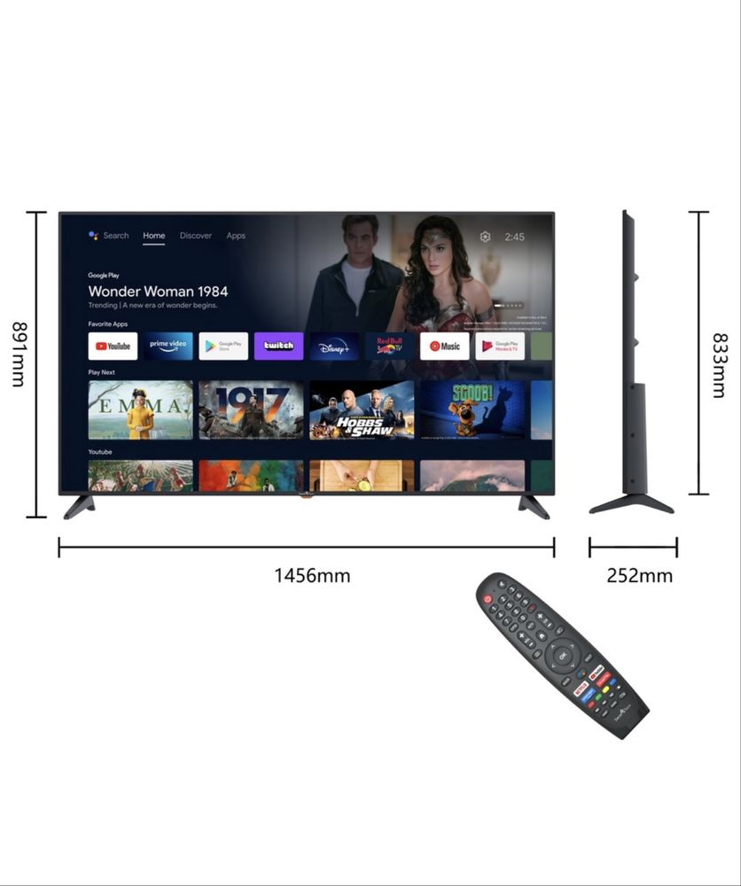 Televizor LED Smart-Tech 65UA20T1, 165 cm, Smart Android, 4K Ultra HD