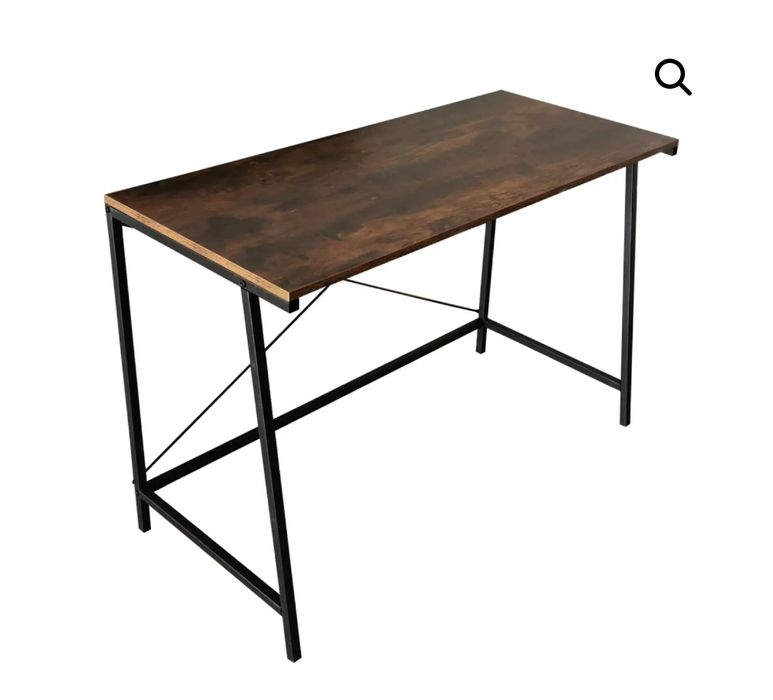 Бюро или маса за лаптоп - индустриална винтидж черен метал, кафяво дър