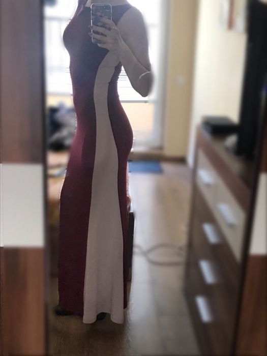 Намалена! Дълга официална рокля супер еластична материя