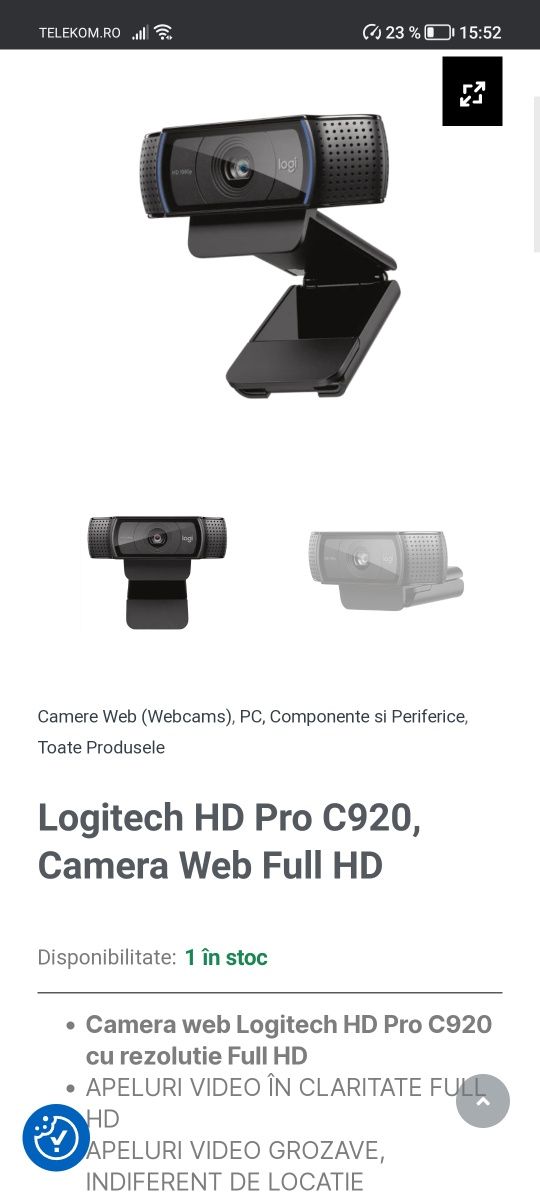 Camera web FULL HD Logitech HD Pro C920