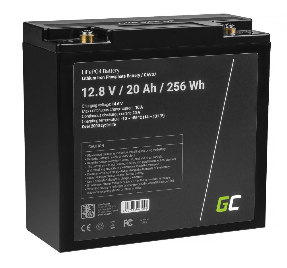 Baterie LifePO4 12.8V, 20 Ah, pentru sisteme fotovoltaice, rulote, ...