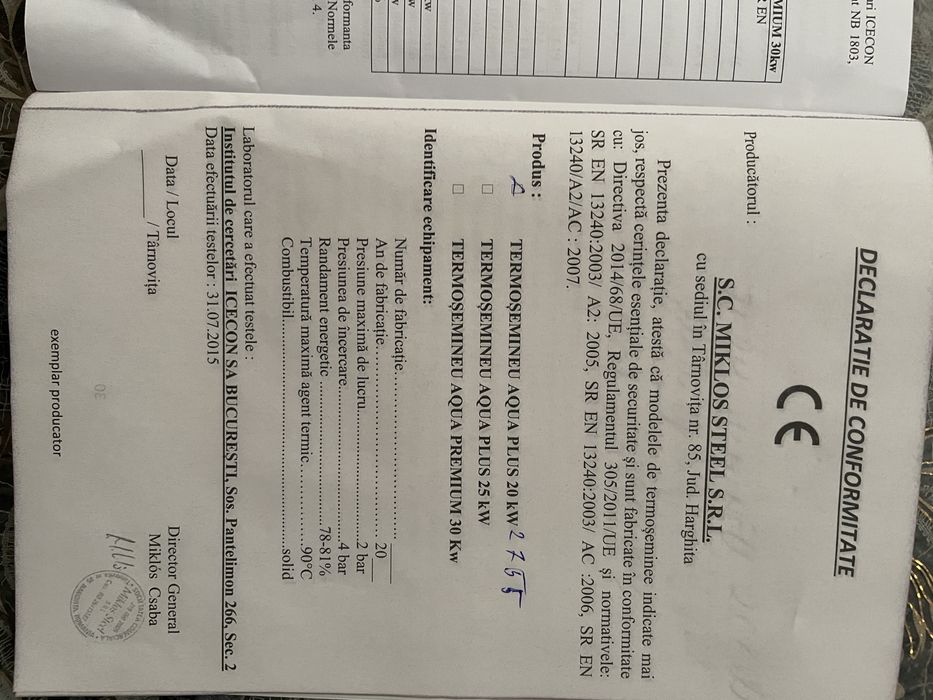 Centrala pe lemne 20 kW Miklos Steel – cu acte și garanție