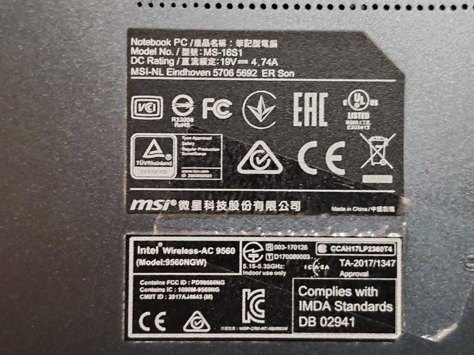 laptop gaming msi MS-16S1, i7-gen.8