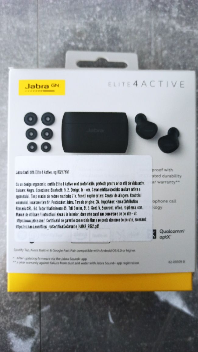 Casti audio in-ear Jabra Elite 4 Active Sport, True Wireless, Bluetoot