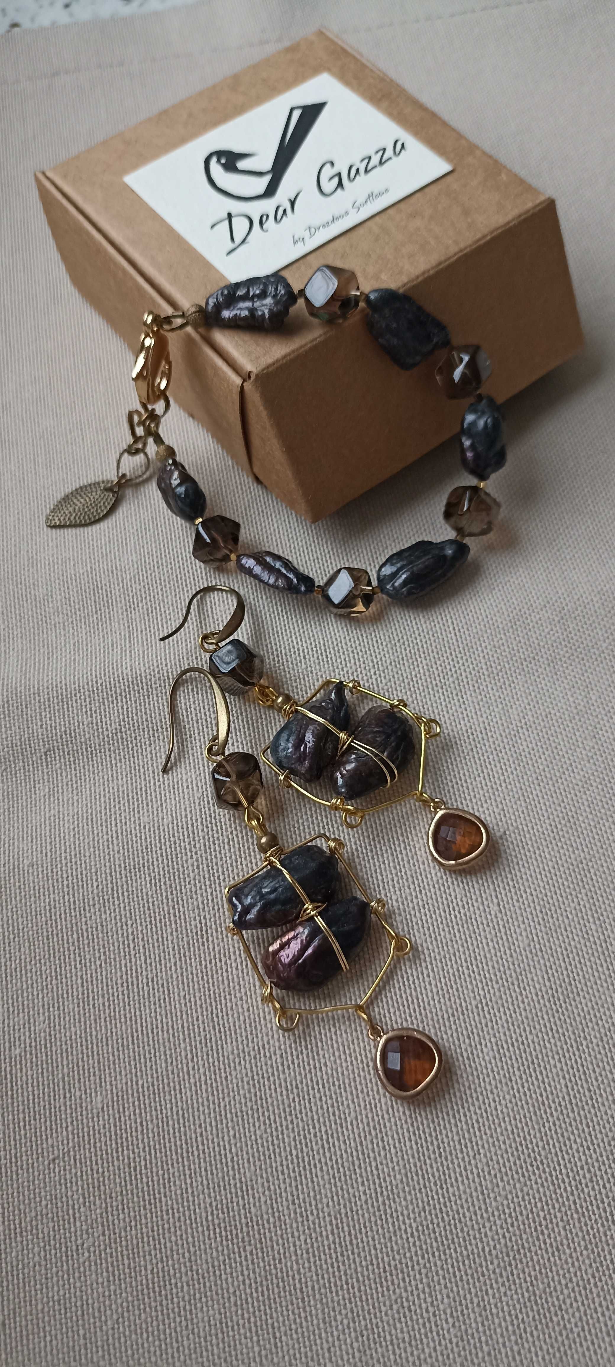 Браслет серьги набор комплект украшений из жемчуга подарок