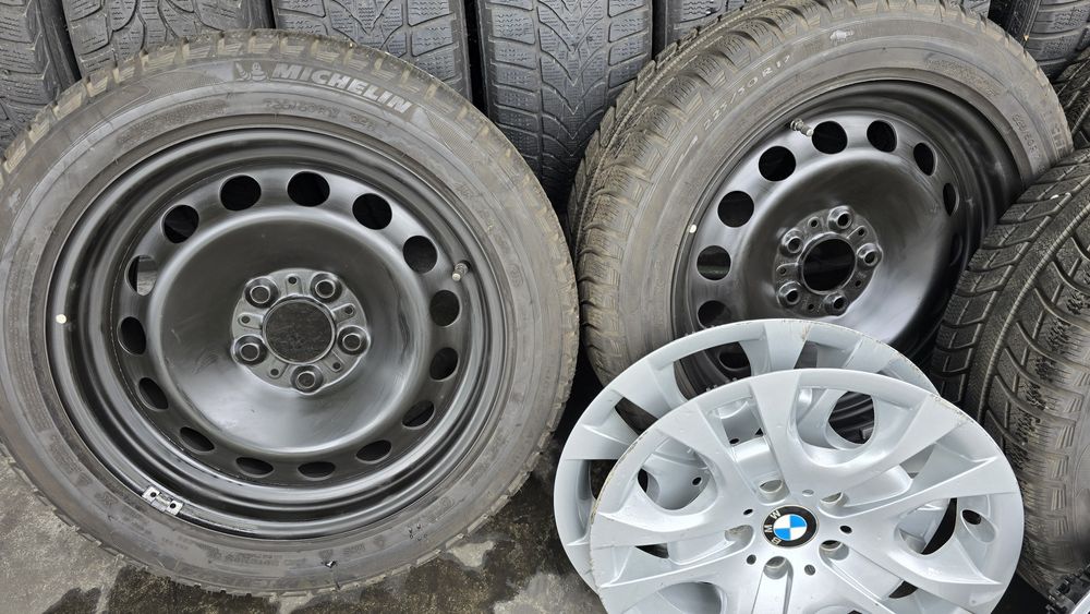 4 jante tablă BMW 17 țoli cu anvelope iarnă 225/50/17