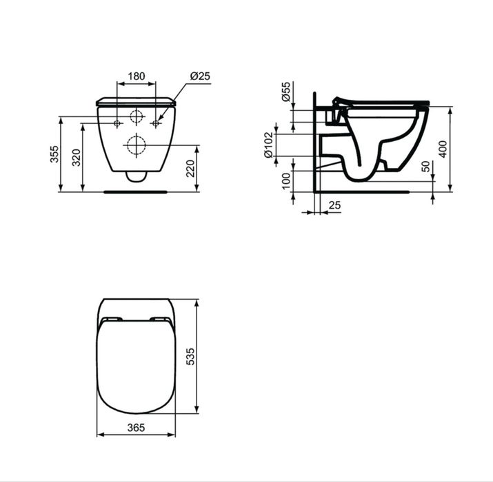 Конзолна тоалетна чиния Ideal Standard Tesi Rimless с плавен капак