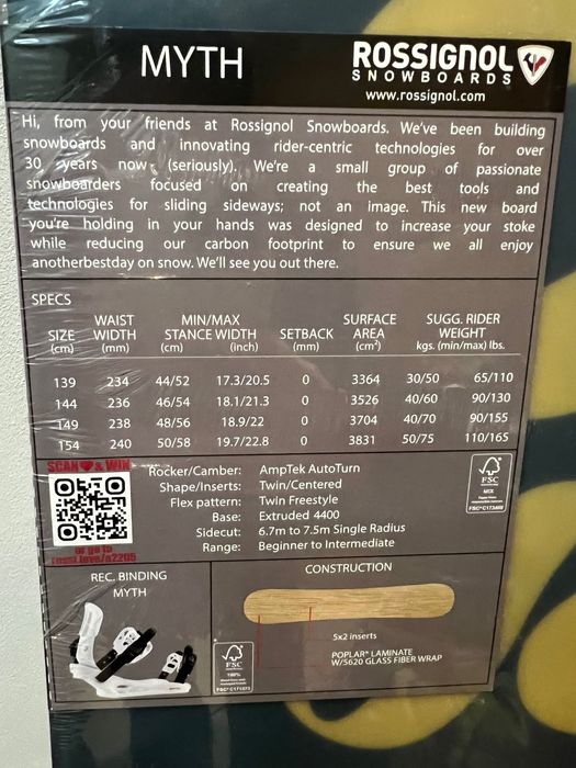 Чисто нов дамски сноуборд ROSSIGNOL MYTH 2023 144 см