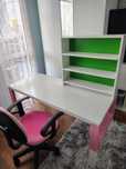 Детско бюро с надстройка IKEA 128х58см, рег. височина+стол (за момиче)