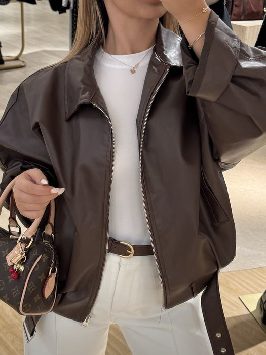 Кафяво кожено яке