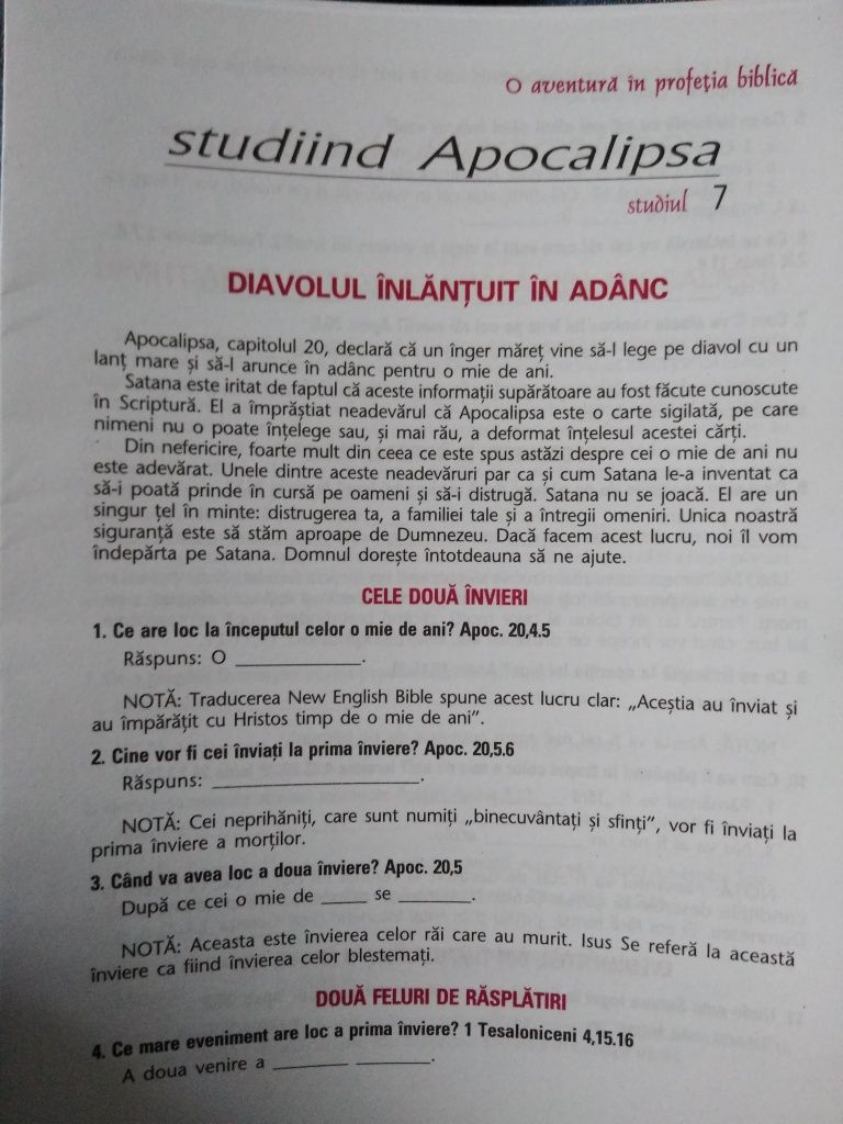 Studii biblice"Studiind Apocalipsa'