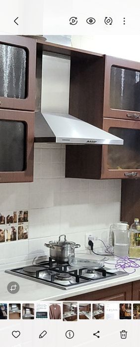 Варочная поверхность Bosch, вытяжка Samsung и три люстры-шара