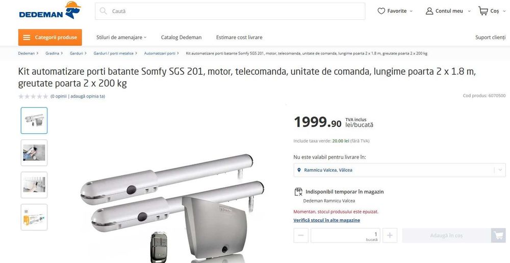 Kit automatizare porti batante Somfy SGS 201
