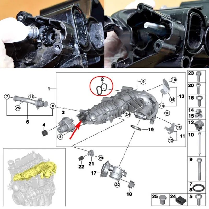 Set dopuri anulare clapete galerie de admisie BMW 2.0 N47 cu garnituri