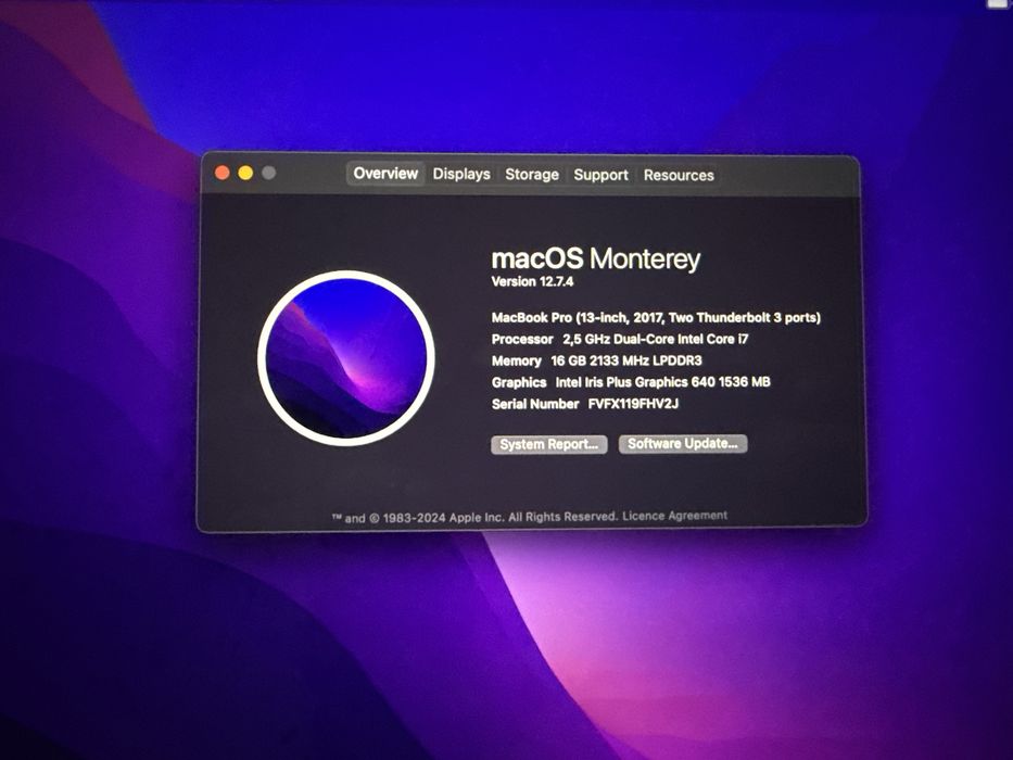 Laptop Apple Macbook pro 2017 i7 16 gb