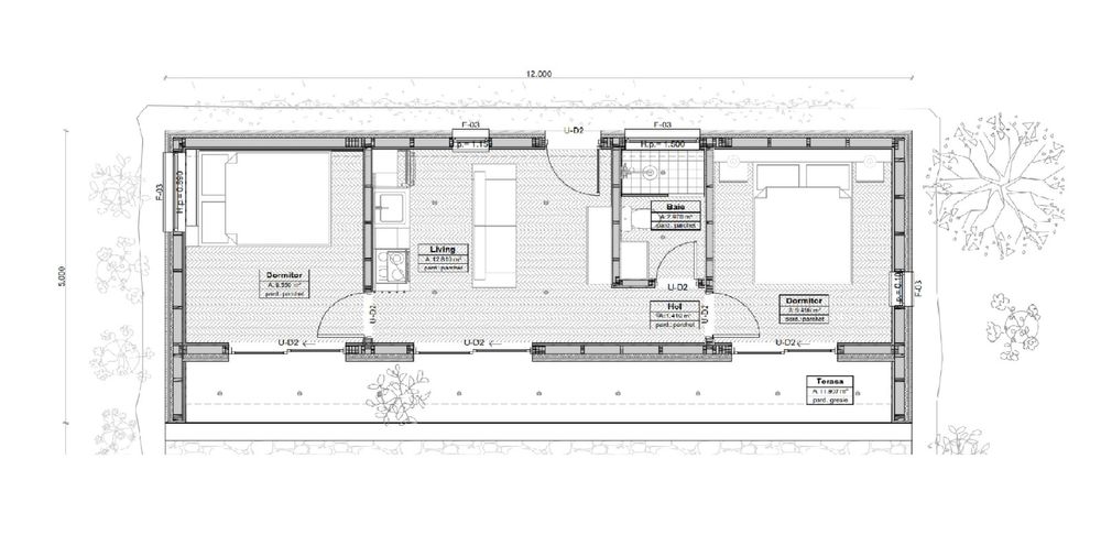 Structura casa lemn 60mp