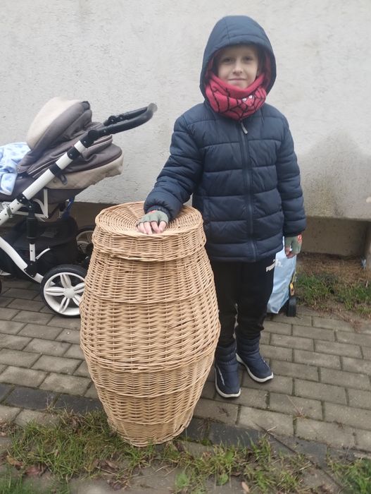 Cos din nuiele împletite mare cu capac