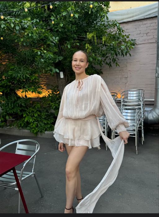 Шифоновое платье жемчужно-розовое