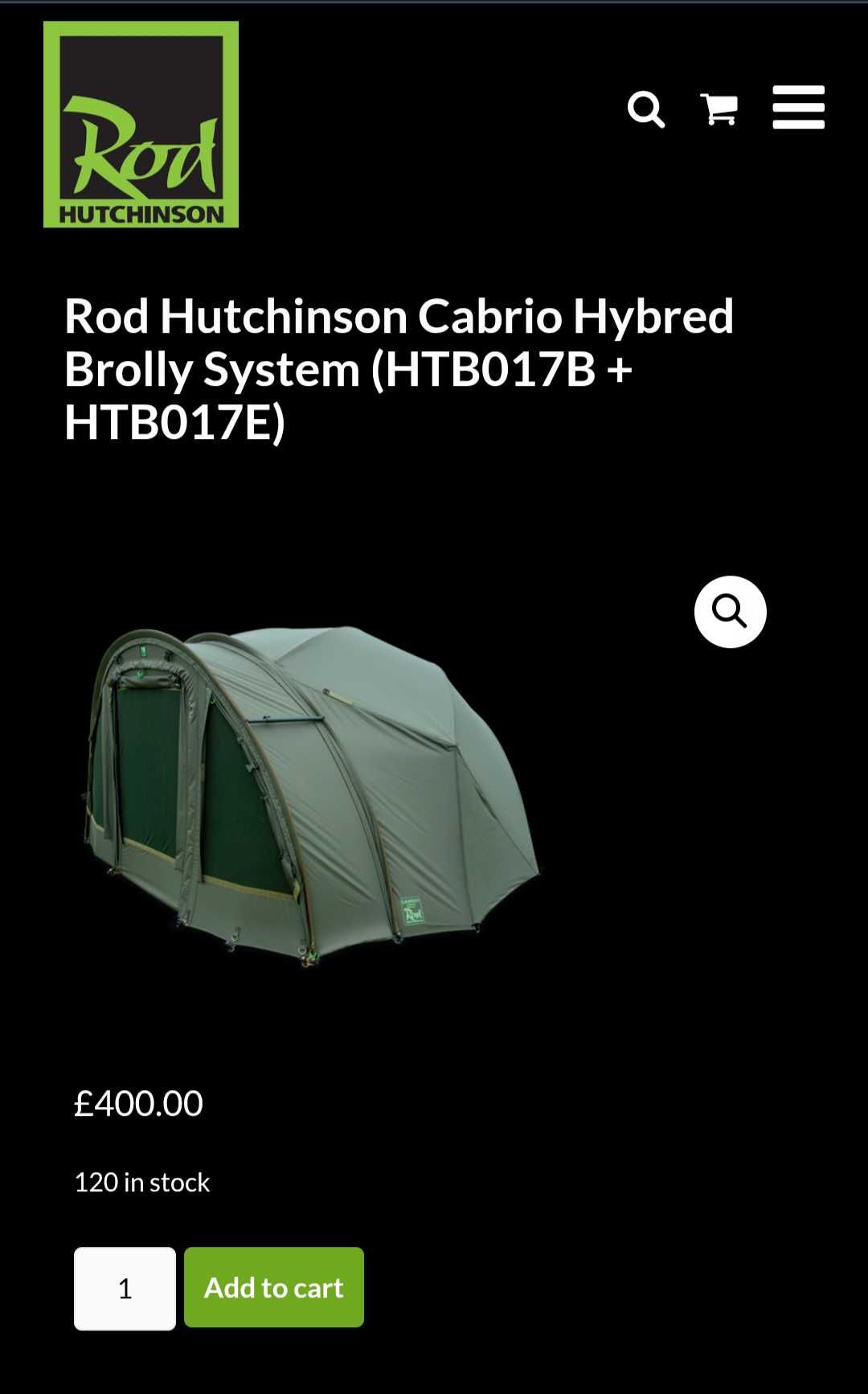 Шаранджийска палатка rod Hutchinson hybrid brolly