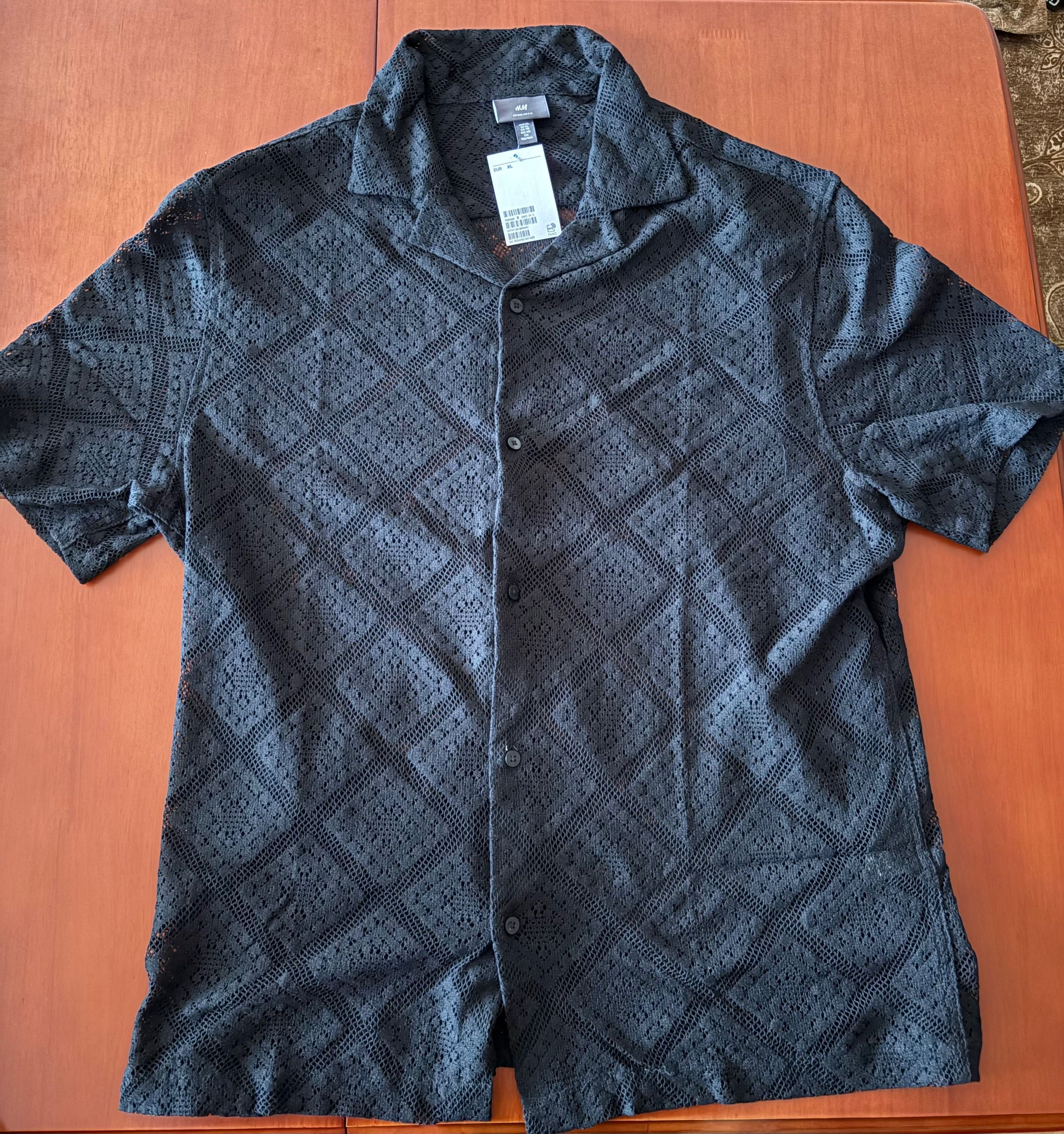 Мъжка черна риза H&M,  Regular Fit, размер XL