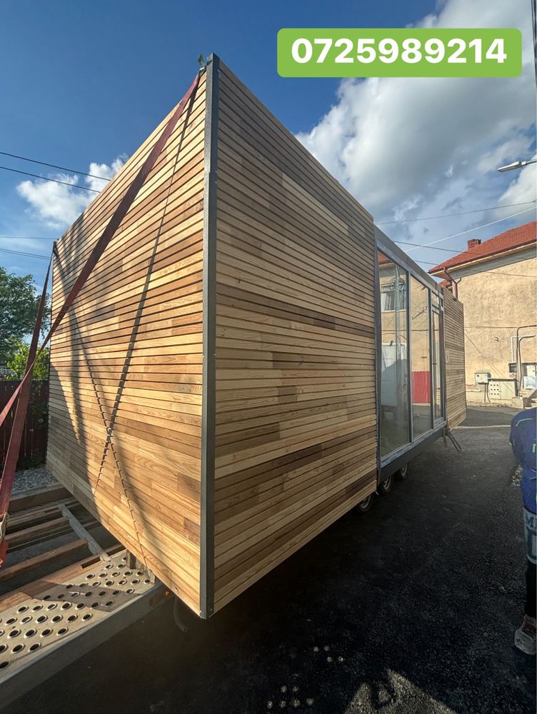 Container imbracat in lambriu de lemn in 4 culori