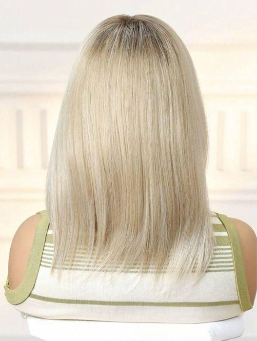 Peruca M1 Blond Bob Ombre Baza Satena Gri Blond Platinat Suvite Silver