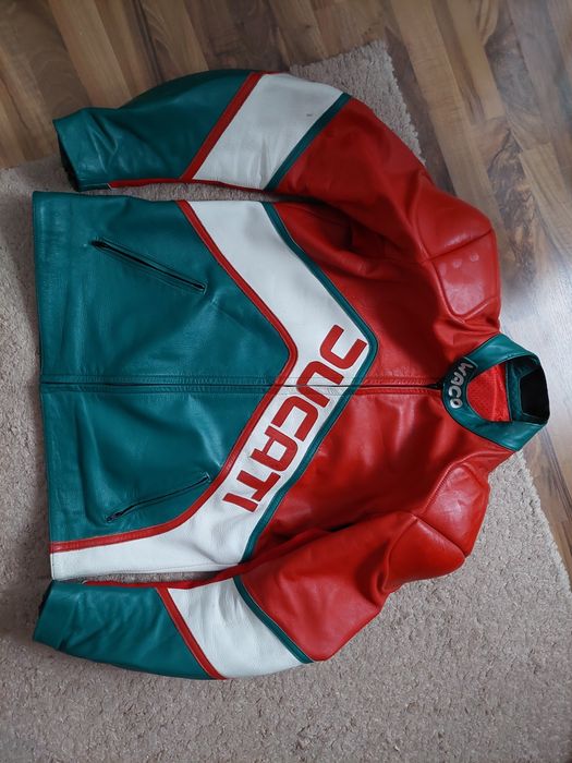 Geaca moto Ducati,protectii,mărime mare,piele naturala