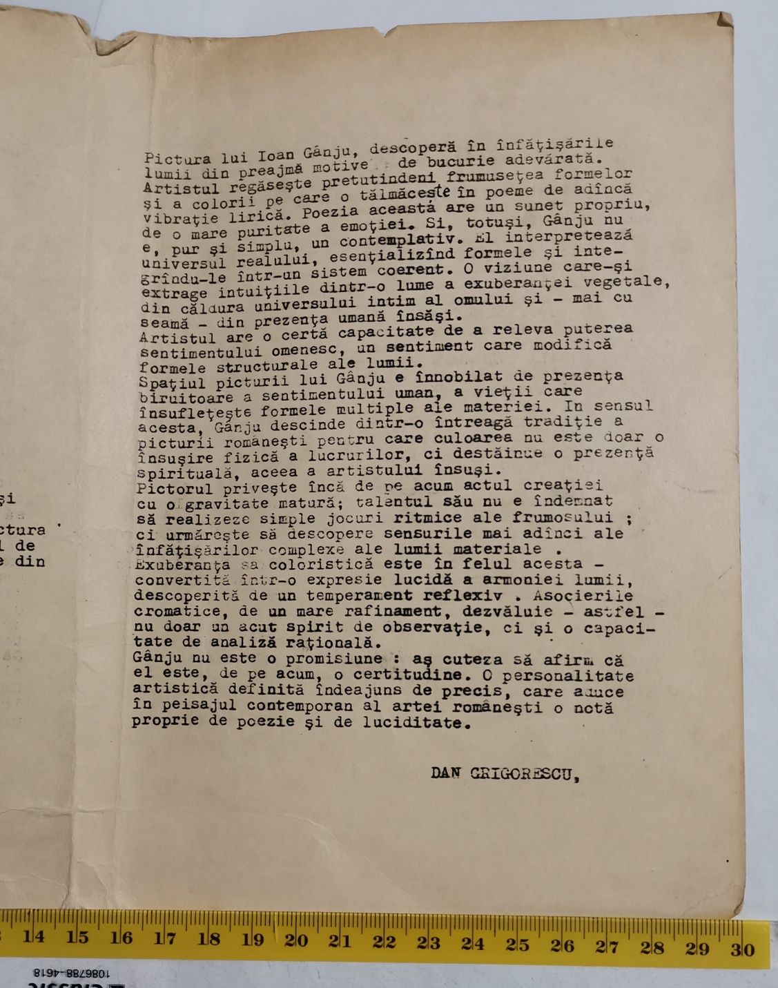 Ioan Ganju 1969 Invitație la Expoziția Pictura grafica Sala Kalinderu