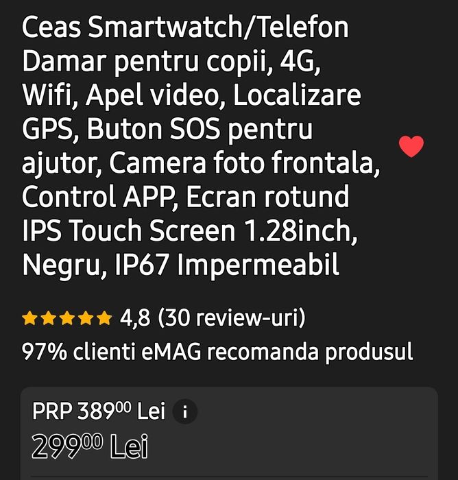 Ceas smart cu sim și GPS pentru copii