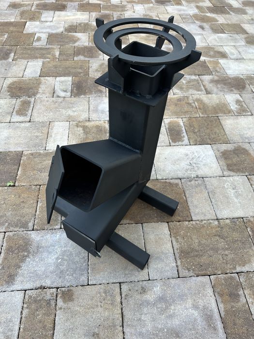 Soba rachetă din otel gros, rezistenta 700°C - ideală camping/grătar .