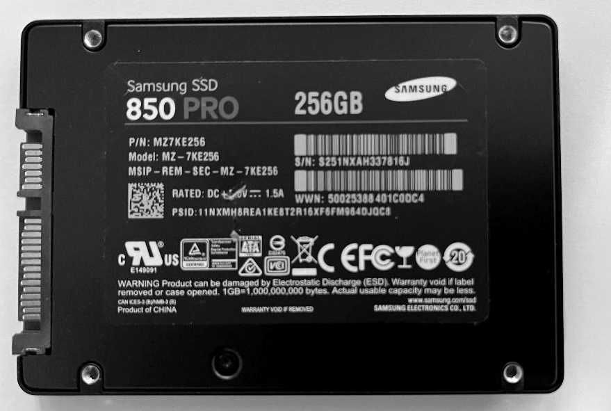 SSD 256gb 2.5 sata III Samsung 850 EVO PRO - second hand - 100% Health