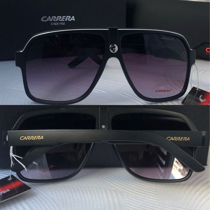 Мъжки слънчеви очила маска carrera черни с кожа