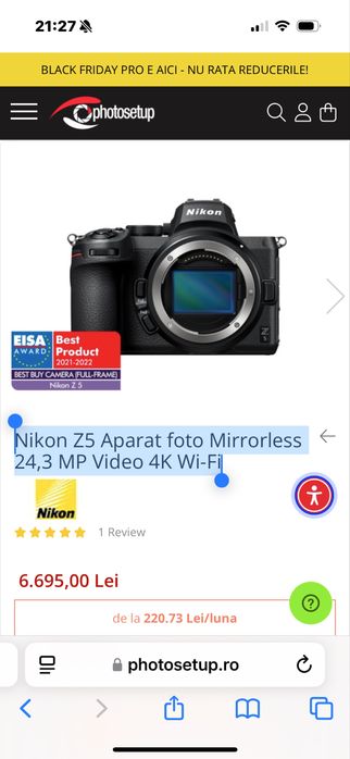 Nikon Z5 Aparat foto Mirrorless + 24-70 f4/s sigilat