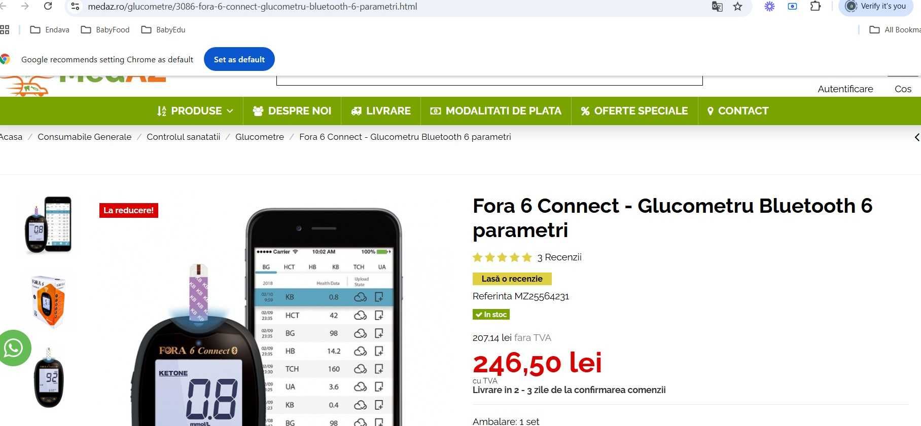 Aparat glicemie / Glucometru Flora Connect 6 NOU