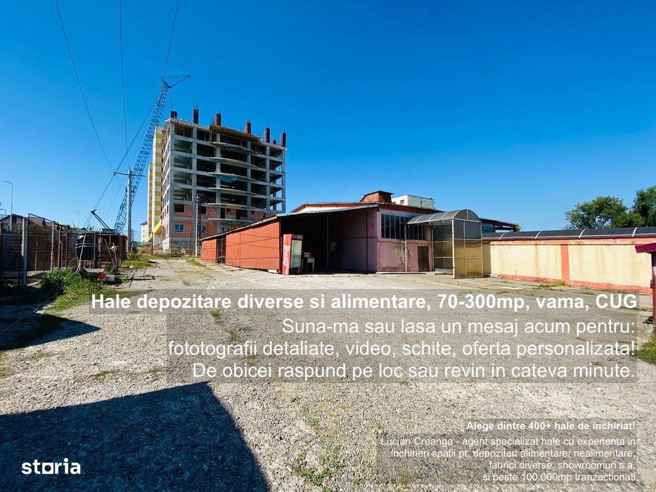 Hale depozitare diverse si alimentare, 70-300mp, vama, CUG