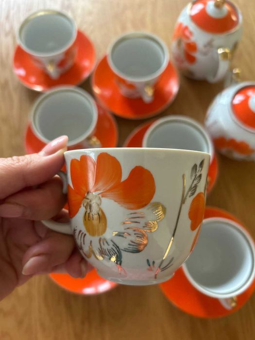 Старинен руски сервиз за чай (200 мл.), закупен около 1980г.