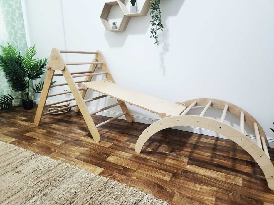 Triunghi Pikler + rampa+semcerc+perna. Montessorii Pickler catarare