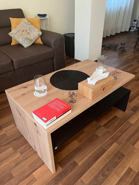 Masa living dining sufragerie, extensibila stejar + masuta cafea