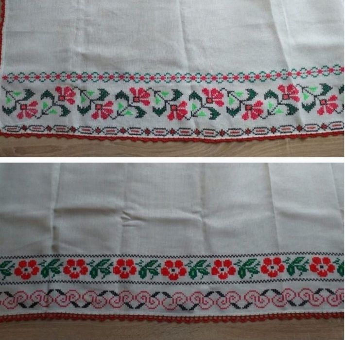 Draperii vintage cusute manual pe etamină